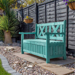 Jack Stonehouse Green Wooden Storage Bench - Size: 2 Seater - Wilko - thumbnail 5