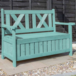 Jack Stonehouse Green Wooden Storage Bench - Size: 2 Seater - Wilko - thumbnail 1