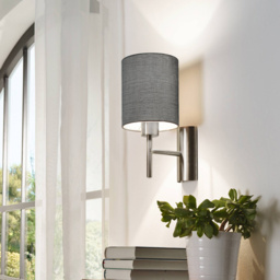 EGLO Pasteri Grey Fabric Wall Lamp - Size: 14.5 x 19.5 x 30.5cm - Wilko - thumbnail 3