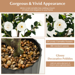 Costway White Flowers Camellia Tree Artificial Plant In Pot 3.1ft 2 Pack - Size: 100 x 22 x 21cm - Wilko - thumbnail 7