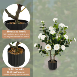 Costway White Flowers Camellia Tree Artificial Plant In Pot 3.1ft 2 Pack - Size: 100 x 22 x 21cm - Wilko - thumbnail 5
