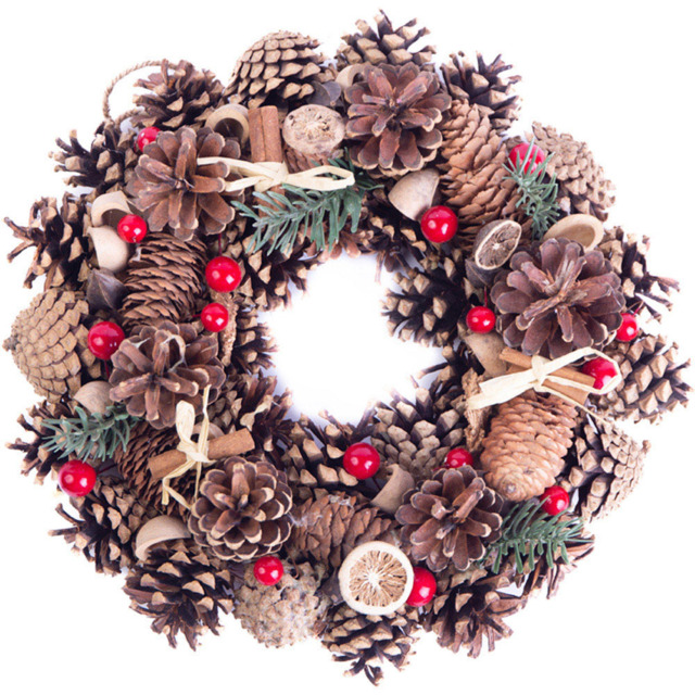 Marco Paul Pinecone Christmas Wreath 30cm - Size: 30 x 30 x 10cm - Brown - Wilko - image 1