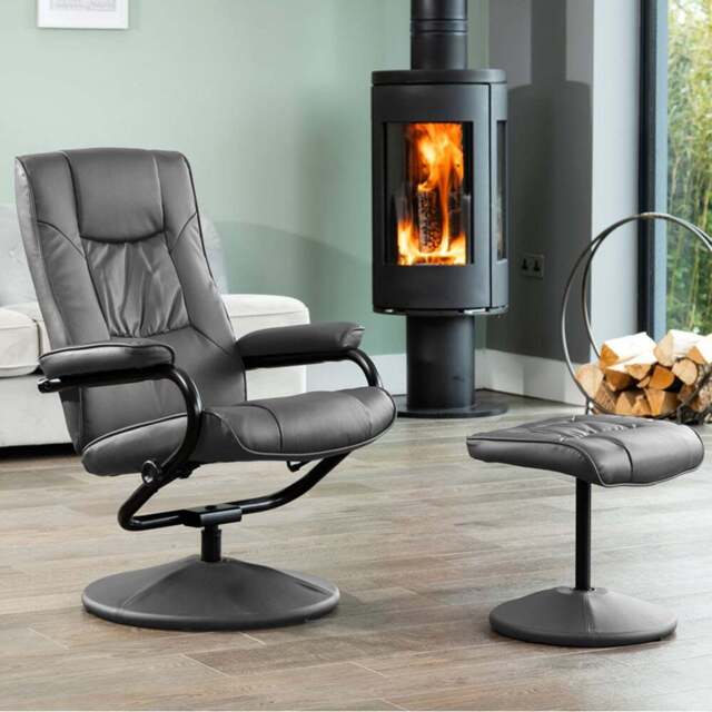 Artemis Home Gibson Grey Swivel Recliner Chair with Footstool - Size: Single - Wilko - image 1