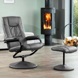 Artemis Home Gibson Grey Swivel Recliner Chair with Footstool - Size: Single - Wilko