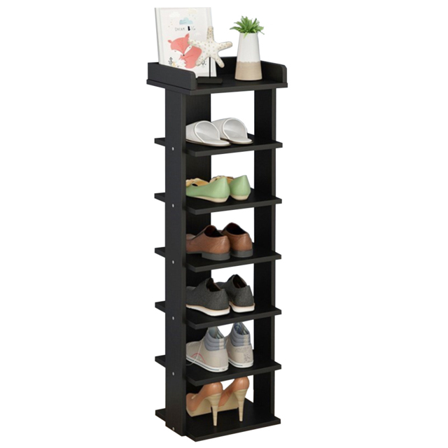 Living and Home 7 Tier Black Wooden Open Shoe Rack - Size: 25 x 27 x 104cm - Wilko - image 1