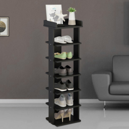Living and Home 7 Tier Black Wooden Open Shoe Rack - Size: 25 x 27 x 104cm - Wilko - thumbnail 7