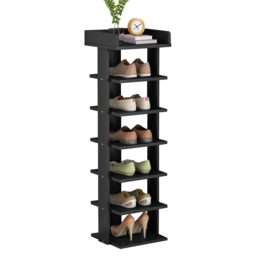 Living and Home 7 Tier Black Wooden Open Shoe Rack - Size: 25 x 27 x 104cm - Wilko - thumbnail 4