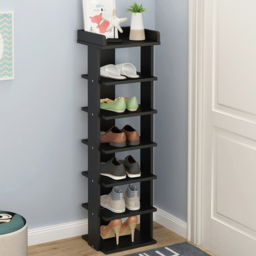 Living and Home 7 Tier Black Wooden Open Shoe Rack - Size: 25 x 27 x 104cm - Wilko - thumbnail 5