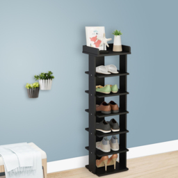 Living and Home 7 Tier Black Wooden Open Shoe Rack - Size: 25 x 27 x 104cm - Wilko - thumbnail 6
