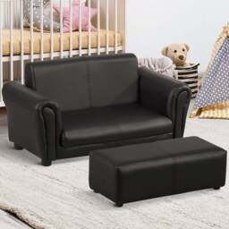 Tommy Toys 2 Seater Black Kids Sofa and Footstool - Wilko - thumbnail 1