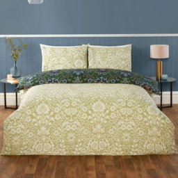 Serene Heritage Flora King Size Microfibre Fabric Reversible Duvet Cover Set - Blue - Wilko - thumbnail 5