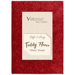 Velosso Single Red Teddy Fleece Fitted Sheet - Wilko - thumbnail 1