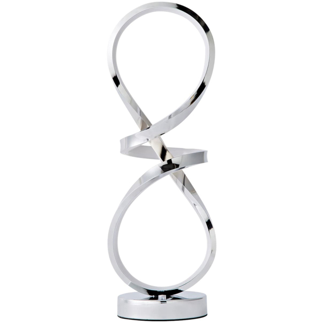 ValueLights Infinity Chrome Swirl Integrated LED Table Lamp - Size: 45 x 19 x 12cm - Silver - Wilko - image 1
