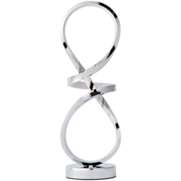 ValueLights Infinity Chrome Swirl Integrated LED Table Lamp - Size: 45 x 19 x 12cm - Silver - Wilko