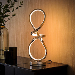 ValueLights Infinity Chrome Swirl Integrated LED Table Lamp - Size: 45 x 19 x 12cm - Silver - Wilko - thumbnail 3