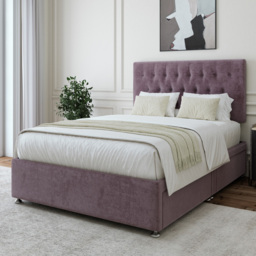 Bedmaster Super King Mauve Naples Linen 4 Drawer Divan Base with Lona Headboard - Brown - Wilko