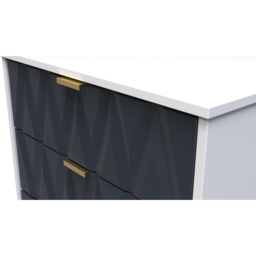 Crowndale Diamond 3 Drawer Indigo Matt and White Midi Chest of Drawers Ready Assembled - Indigo Matt & White - Wilko - thumbnail 5