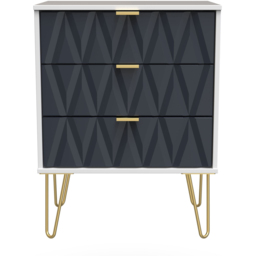 Crowndale Diamond 3 Drawer Indigo Matt and White Midi Chest of Drawers Ready Assembled - Indigo Matt & White - Wilko - thumbnail 7