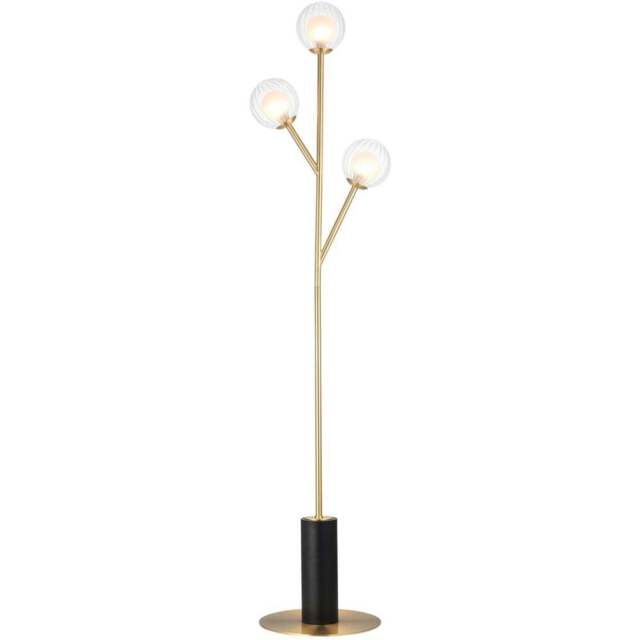 Merano Rome 3 Light Glass Satin Brass Plate Floor Lamp - Size: 34 x 34 x 150cm - Brown - Wilko - image 1