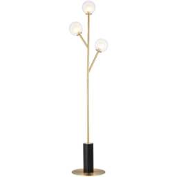 Merano Rome 3 Light Glass Satin Brass Plate Floor Lamp - Size: 34 x 34 x 150cm - Brown - Wilko - thumbnail 1