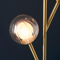 Merano Rome 3 Light Glass Satin Brass Plate Floor Lamp - Size: 34 x 34 x 150cm - Brown - Wilko - thumbnail 5