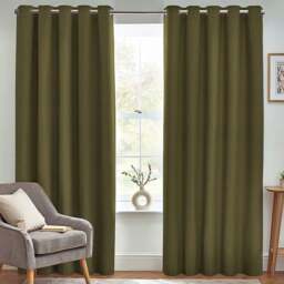 furn. Dawn Green Textured Blackout Eyelet Curtains 117 x 137cm - Size: 137 x 117 x 1cm - Wilko