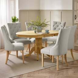Furniturebox Fowey Kensington Oak Effect 6 Seater Wooden Extendable Dining Set - Brown - Wilko - thumbnail 1