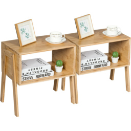 Costway Single Shelf  Stackable Bedside Table Set of 2 - Cream - Wilko - thumbnail 3