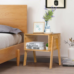 Costway Single Shelf  Stackable Bedside Table Set of 2 - Cream - Wilko - thumbnail 4