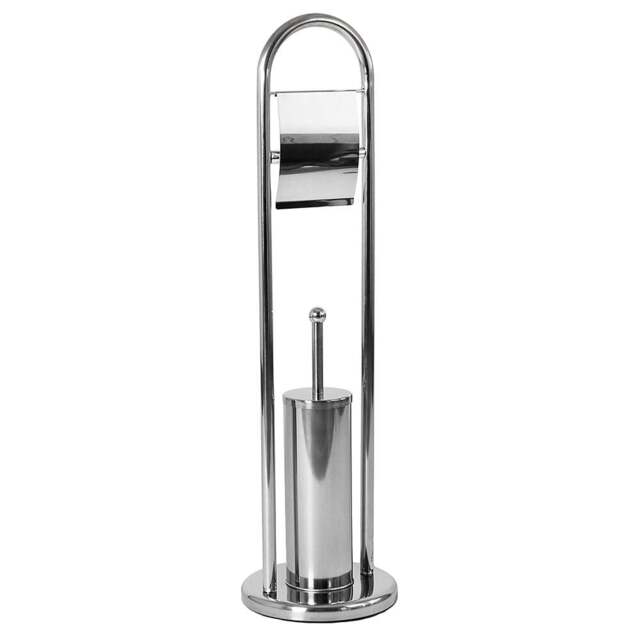 Bath Vida Round Toilet Brush and Paper Holder - Size: 80 x 22 x 20cm - Wilko - image 1