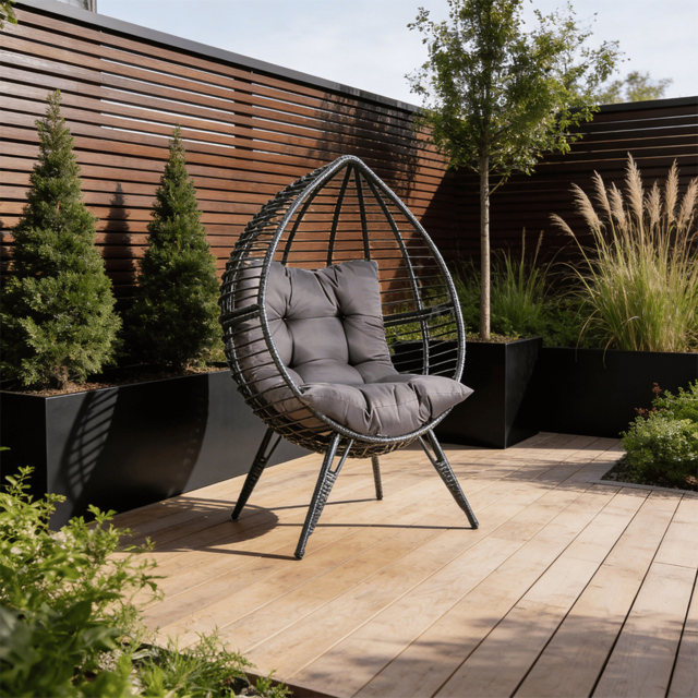 Home Source Eden Egg Balloon Dark Grey Cushioned Chair - Size: 148 x 93 x 70cm - Wilko - image 1