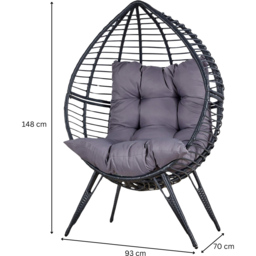 Home Source Eden Egg Balloon Dark Grey Cushioned Chair - Size: 148 x 93 x 70cm - Wilko - thumbnail 6