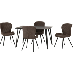 Seconique Marlow and Quebec 4 Seater Dining Set Black Marble and Brown PU - Black Marble/Brown Pu - Wilko - thumbnail 4