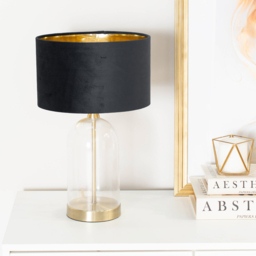 ValueLights Jessy Gold Glass LED Table Lamp with Black and Gold Velvet Lamp Shade - Size: 45 x 25 x 25cm - White - Wilko - thumbnail 3