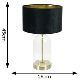 ValueLights Jessy Gold Glass LED Table Lamp with Black and Gold Velvet Lamp Shade - Size: 45 x 25 x 25cm - White - Wilko - thumbnail 5