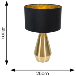 ValueLight Jax Black Gold Inner Shade Gold Dimmable LED Touch Table Lamp - Size: 41 x 25 x 25cm - ValueLights - Wilko - thumbnail 5