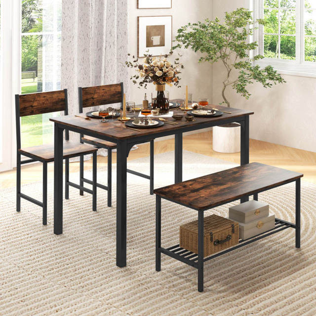 Costway 4 Seater Dining Set Coffee - Brown - Wilko - image 1