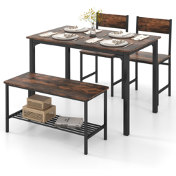 Costway 4 Seater Dining Set Coffee - Brown - Wilko - thumbnail 3
