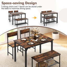 Costway 4 Seater Dining Set Coffee - Brown - Wilko - thumbnail 7