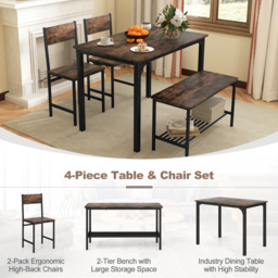 Costway 4 Seater Dining Set Coffee - Brown - Wilko - thumbnail 6
