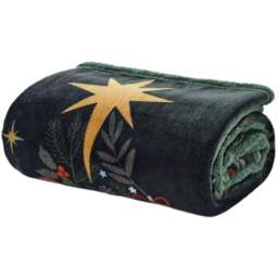 Deyongs Navy Traditional Tree Christmas Throw 130 x 170cm - Blue - Wilko - thumbnail 1