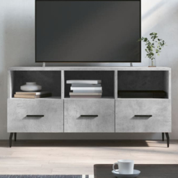 vidaXL 3 Drawer 3 Shelf Concrete Grey TV Cabinet - Size: 50 x 102 x 36cm - Wilko - thumbnail 1