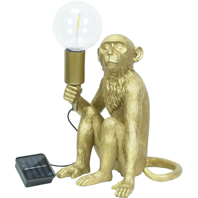 ValueLight George Monkey Gold Solar Garden Ornament Light - Size: 35.5 x 22 x 23cm - ValueLights - Wilko - image 1