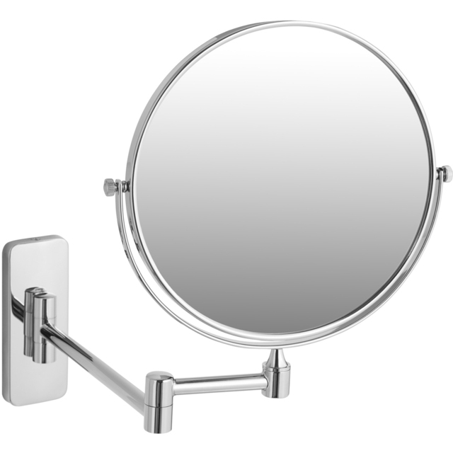 tectake Round Double Sided Vanity Mirror with 5x Magnification - Size: 31 x 2.7 x 26.5cm - Silver - Wilko - image 1