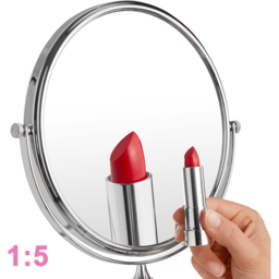 tectake Round Double Sided Vanity Mirror with 5x Magnification - Size: 31 x 2.7 x 26.5cm - Silver - Wilko - thumbnail 6