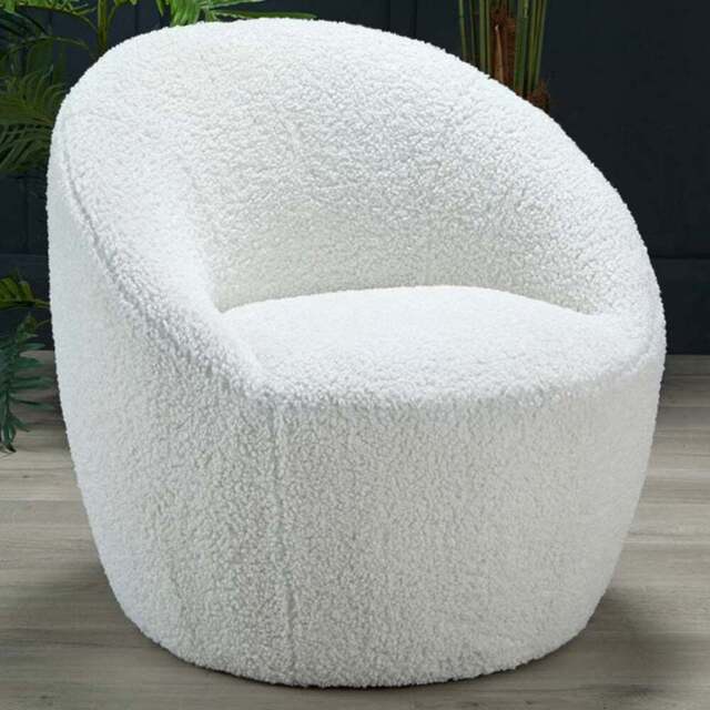 Cocoon Off White Boucle Fabric Chair - Size: Single - Cream - LPD Home - Wilko - image 1