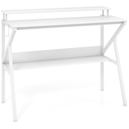 Costway Single Shelf Computer Desk with Monitor Stand White - Size: 100 x 48 x 82cm - Wilko - thumbnail 3