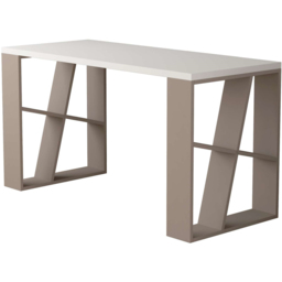 Decortie Honey Modern Desk with Bookshelf Honey White and Mocha Grey - Multi - Wilko - thumbnail 3