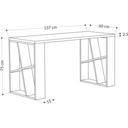 Decortie Honey Modern Desk with Bookshelf Honey White and Mocha Grey - Multi - Wilko - thumbnail 5