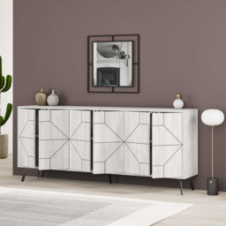 Decortie Dune 6 Door Ancient White Sideboard - Size: 77.4 x 183.8 x 35cm - Wilko - thumbnail 5